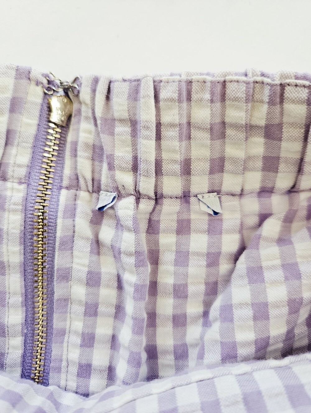 Cartolina Chalmers Strapless Seersucker Midi Dress Wisteria Lavender Gingham M - Picture 10 of 11